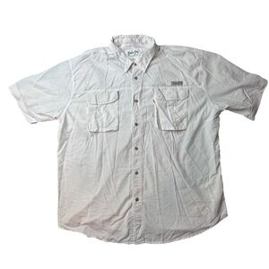 Bimini Bay Fishing Shirt Mens 3XL White Button Up Short Sleeve Vented Nylon